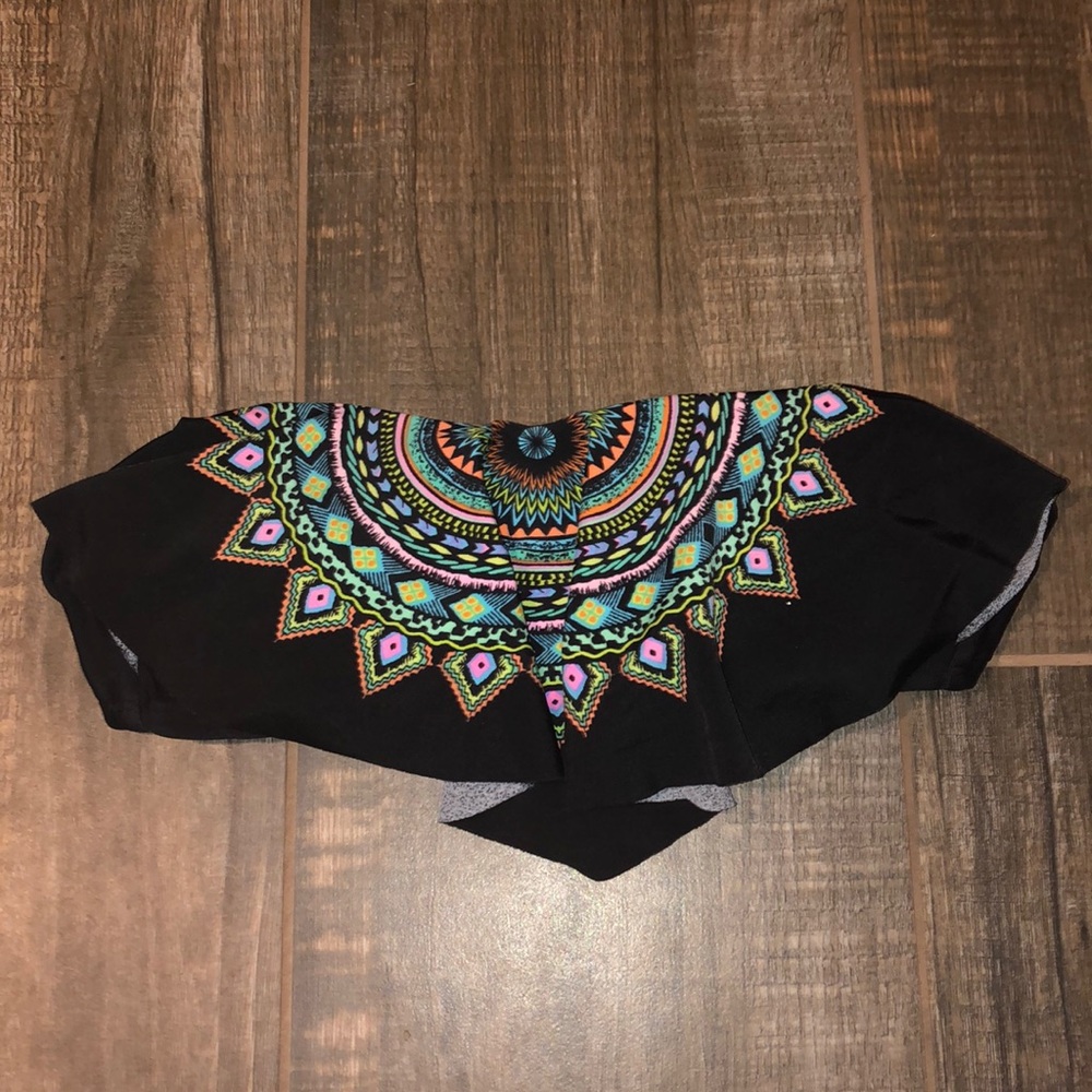 Strapless black and colorful bathing suit top